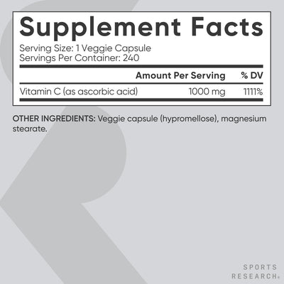Vitamin C 1000MG 240 Cápsulas Apoyo Antioxidante - Sports Research