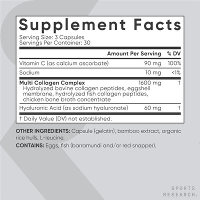 Complejo Multi Colágeno con Vitamina C - 90 Cápsulas - Sports Research